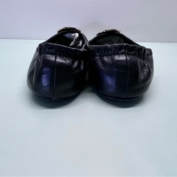 Tory Burch Black Flats with Gold Logo - Picture 5 of 9